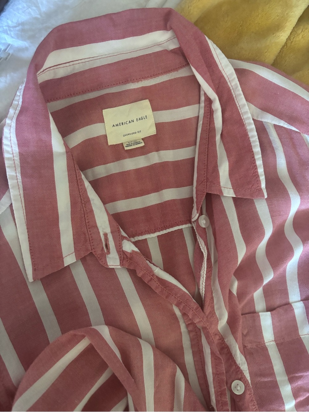 American Eagle Outfitters Kids Rose Pink & White Striped Button-Down Shirt